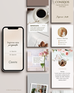 Plantillas editables en Canva con diseño elegante y delicado, inspiradas en Alemania, perfectas para crear contenido en redes sociales